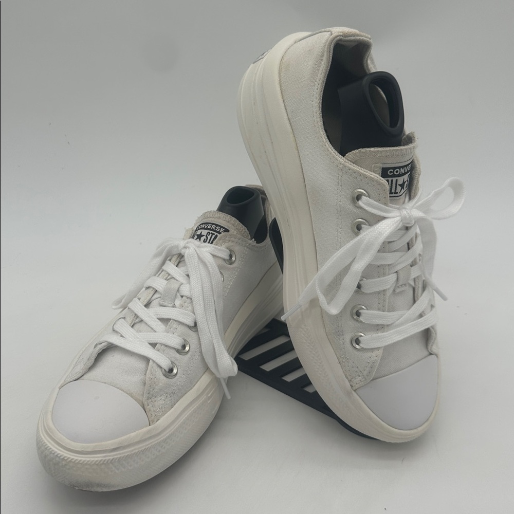 Chuck Taylor All Star Move White Classic Canvas Platform Lace up Women Size 9.5 - Picture 3 of 15